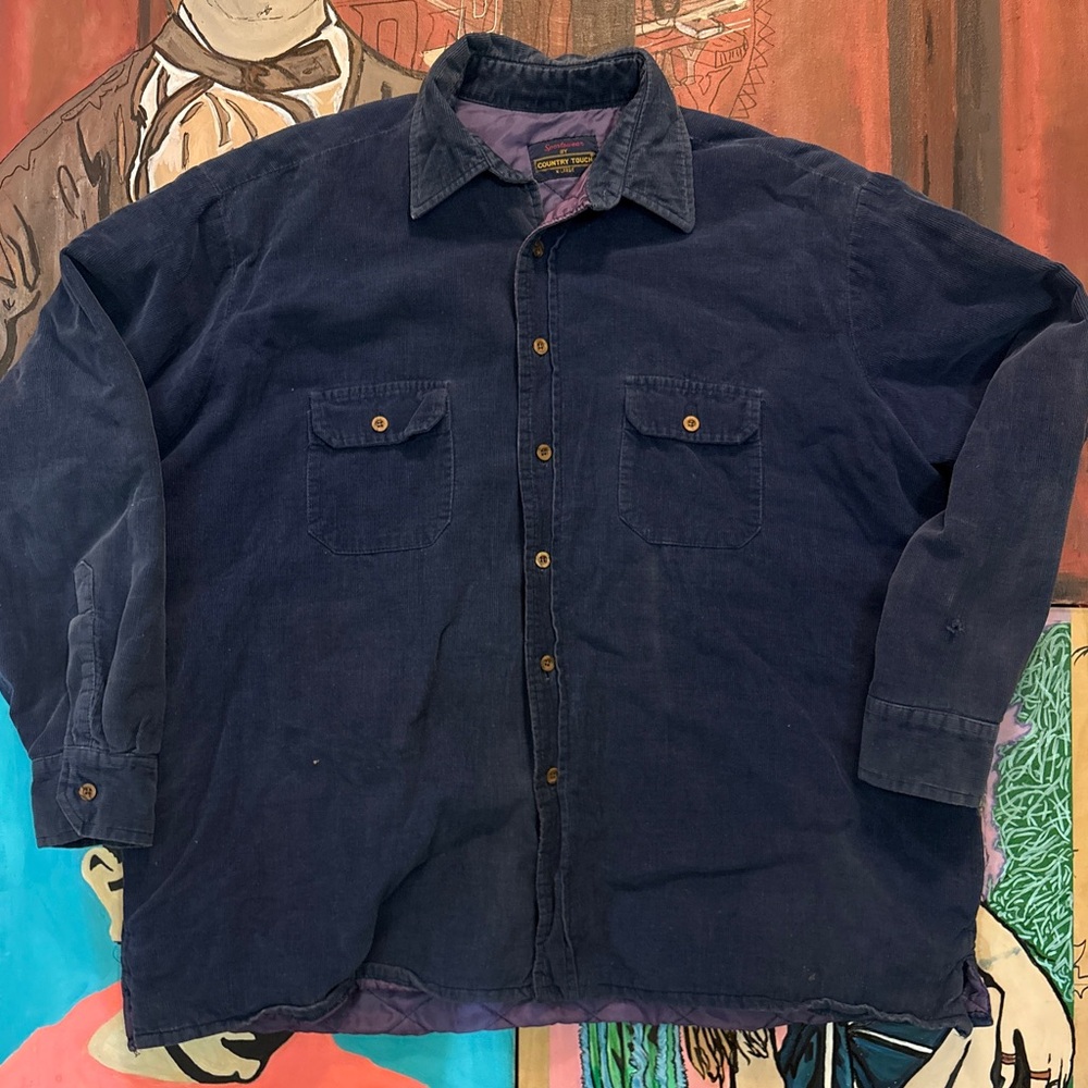 Vintage Corduroy Lined Button-Up Shirt Jacket - Picture 1 of 6